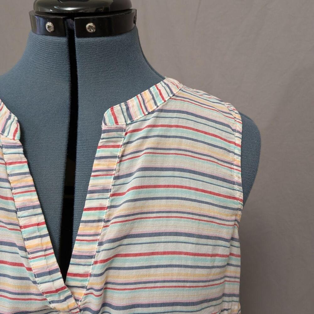 Gap multicolor striped 100% cotton sleeveless split‑neck top, size M